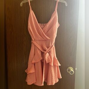 Pink ruffled summer dress
